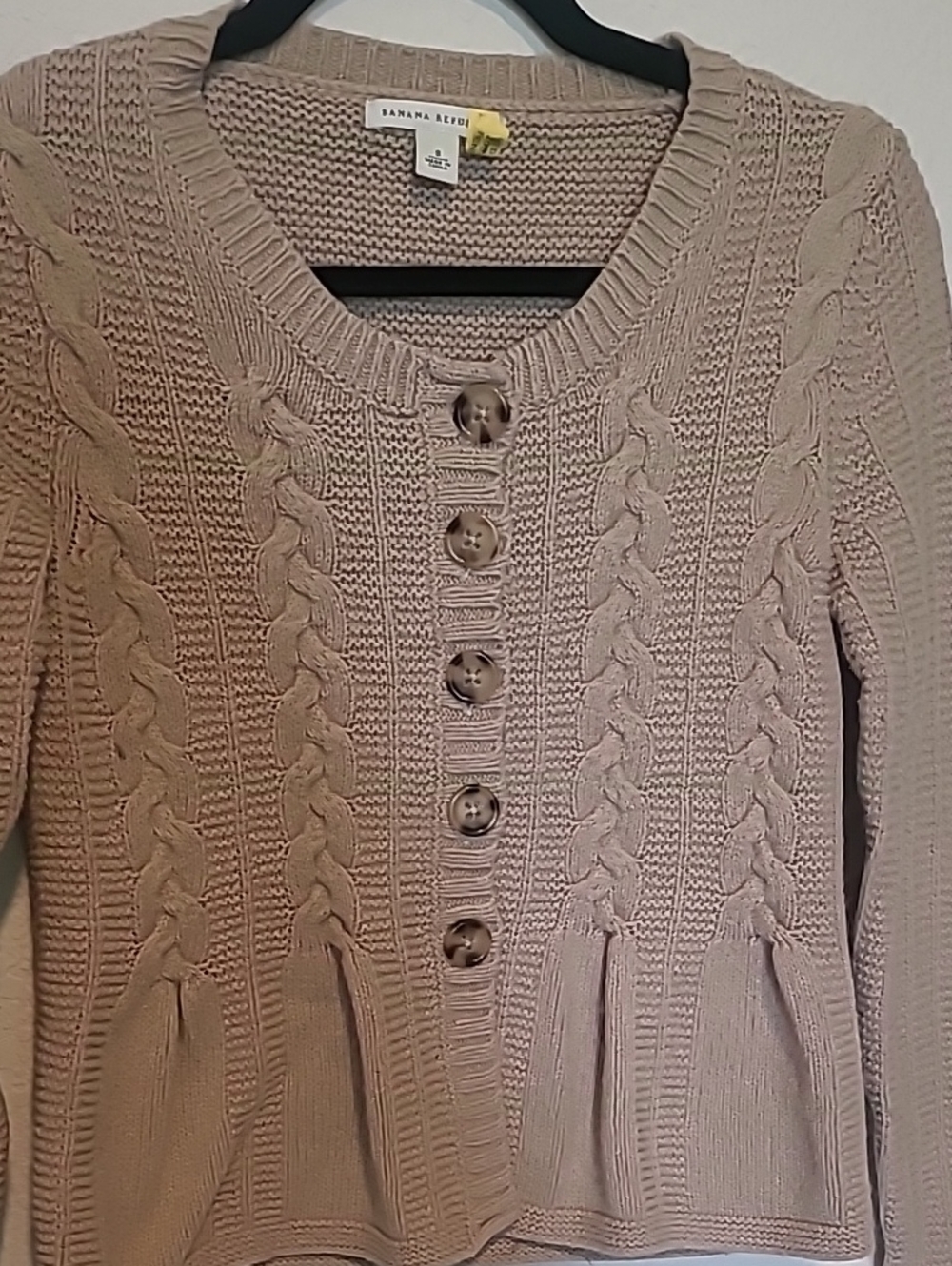 Banana Republic Cable-Knit Button Front Cardigan - Beige